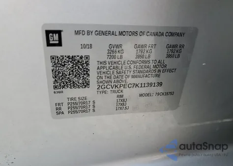 2019 Chevrolet Silverado Ld K1500 Lt z USA, uszkodzony, nr VIN 2GCVKPEC7K1139139